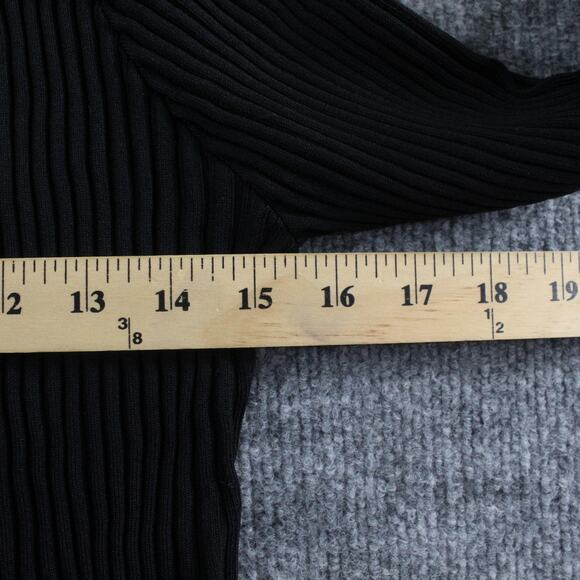 Solid Striped Sweater Womens XL The Fleur Cardigan Black Ribbed Minimalist Chic - Picture 8 of 10